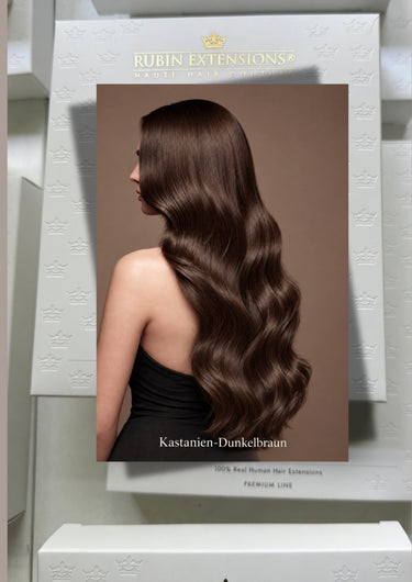 Echthaar Extensions in Kastanien-Dunkelbraun – Rubin Extensions®