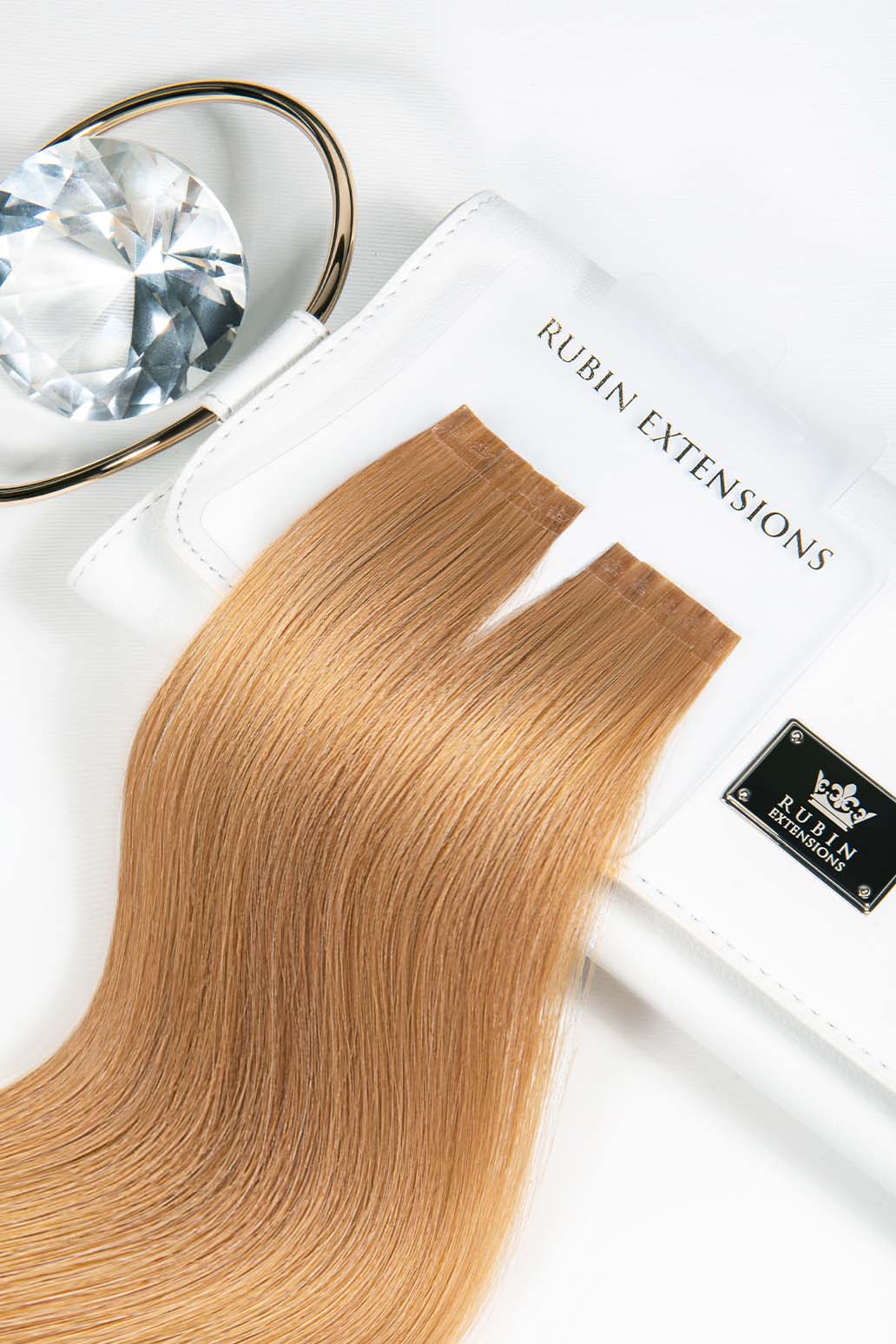 Keratin Bondings Haarsträhnen Pro-Deluxe Line in Hellbraun-Karamell, edle Geschenkverpackung mit 100% Echthaar Strähnen – Rubin Extensions®