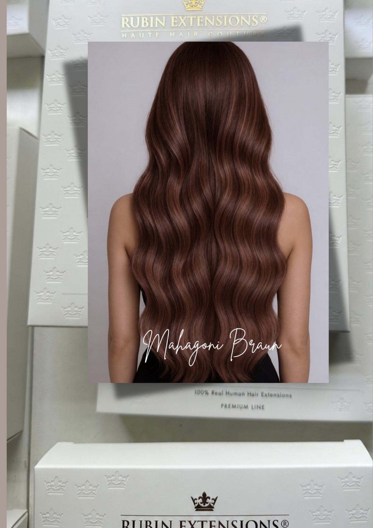Echthaar Extensions in Mahagoni-Braun – Rubin Extensions®