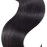 Naturbelassene Microring-Strähnen in tiefem Schwarz, ideal für dichtes und langes Echthaar – Rubin Extensions®