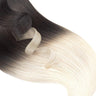 Ombré Clip-In Extensions in den Farbtönen Schoko-Dunkelbraun und Platinblond, 51 cm Länge, 100% Remy Echthaar – Rubin Extensions®