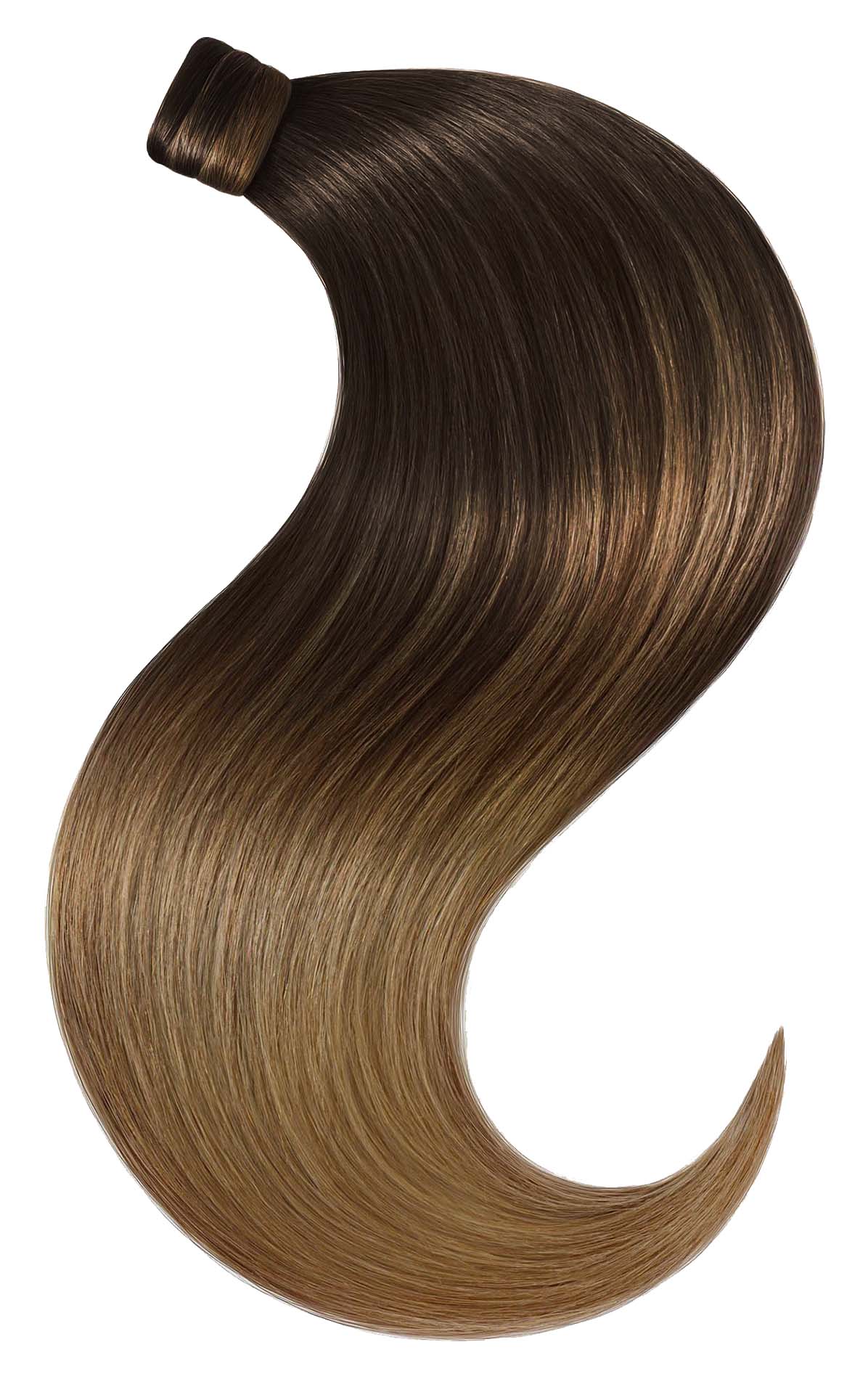 PONYTAIL Sombre-Balayages  Schwarz & Hellbraun-Karamell