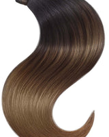 Ponytail Luxury Extensions in Sombre Schwarz & Schoko-Dunkelbraun, 100% Echthaar, 36–56 cm – Rubin Extensions®
