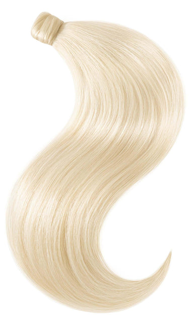Echthaar Ponytail Extensions in eisigem Platinblond, erhältlich in Längen von 35 bis 55 cm – Rubin Extensions®