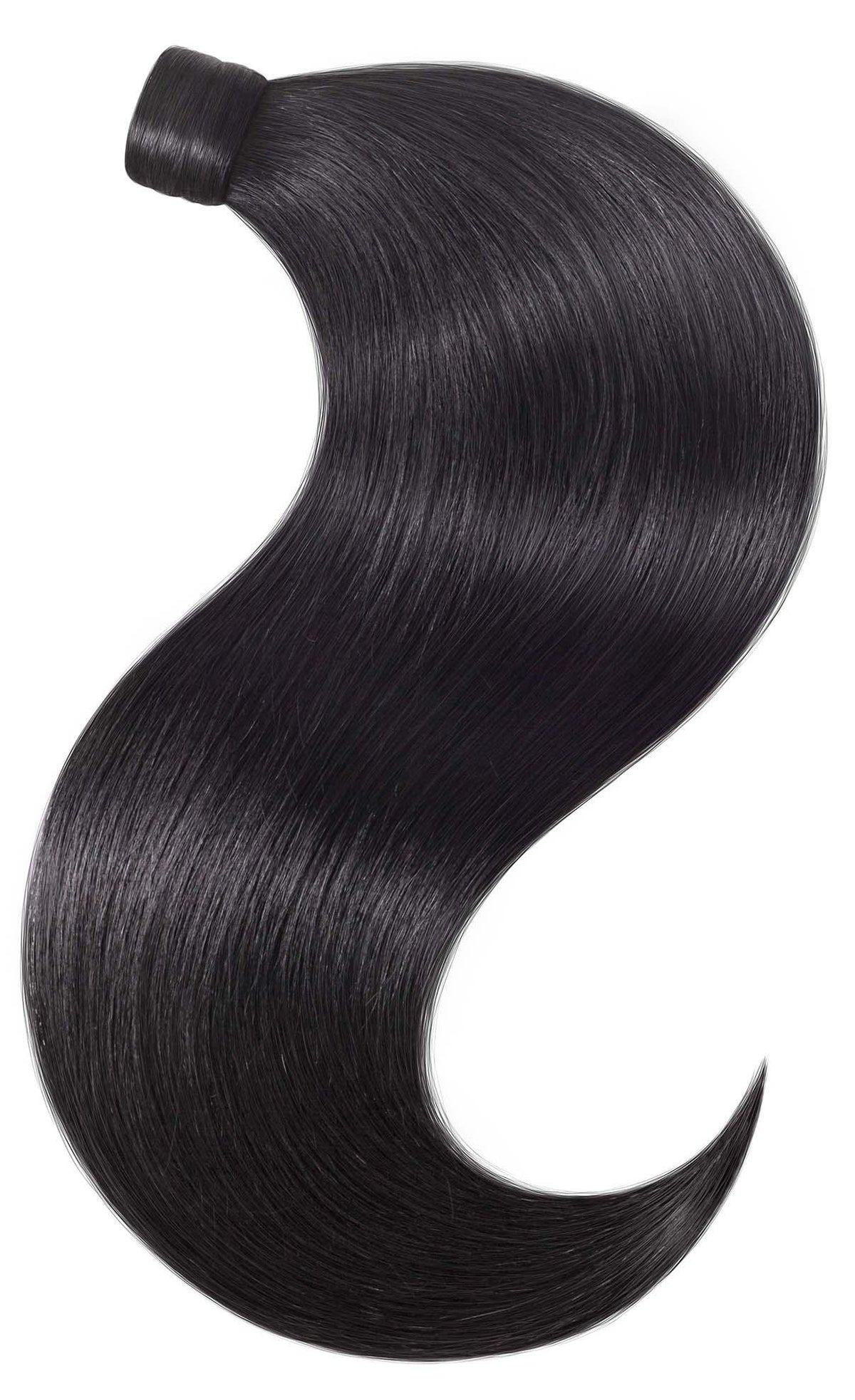 Voller Echthaar-Pferdeschwanz zum Aufstecken in Schwarz, erhältlich in 35 bis 55 cm Länge – Rubin Extensions®