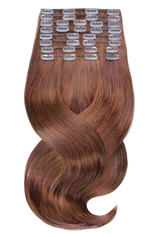 Clip-In Human Hair LUXURY QUALITY Extensions  Medium Copper Brown Deluxe Line