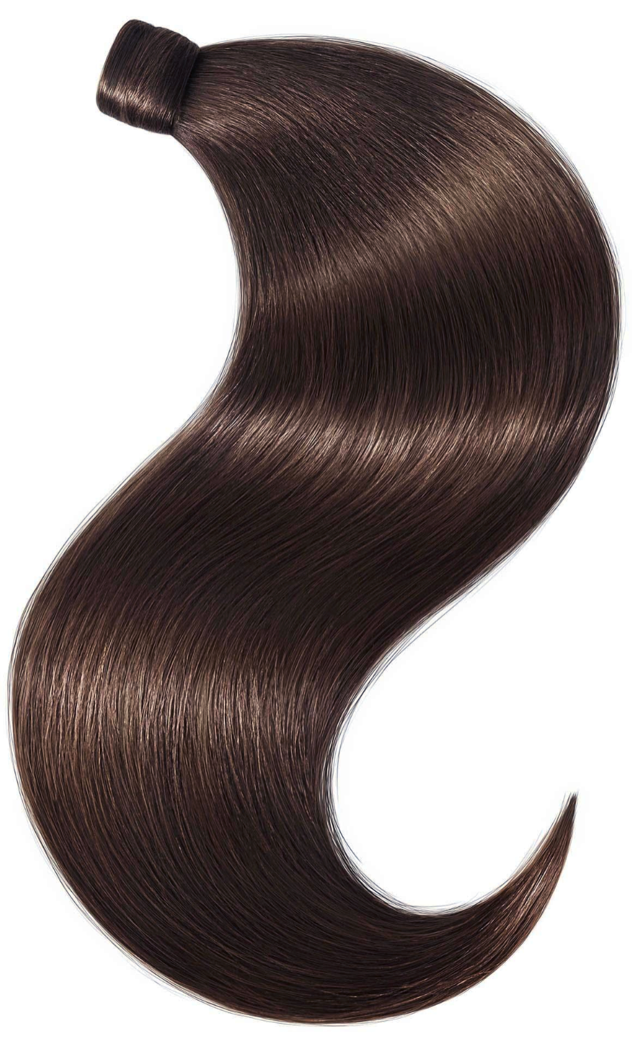 Ponytail Extensions aus 100% Echthaar in Kastanien-Dunkelbraun, wählbare Länge 35 bis 55 cm – Rubin Extensions®