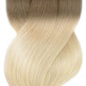 Clip-in Echthaartresse flach ausgelegt in Natur-Goldbraun & Hellblond, Fashion Line, kurzer Ansatz – Rubin Extensions®