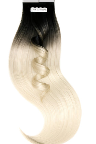 TAPE-IN EXTENSIONS ECHTHAAR, Schwarz-Braun & Platinblond