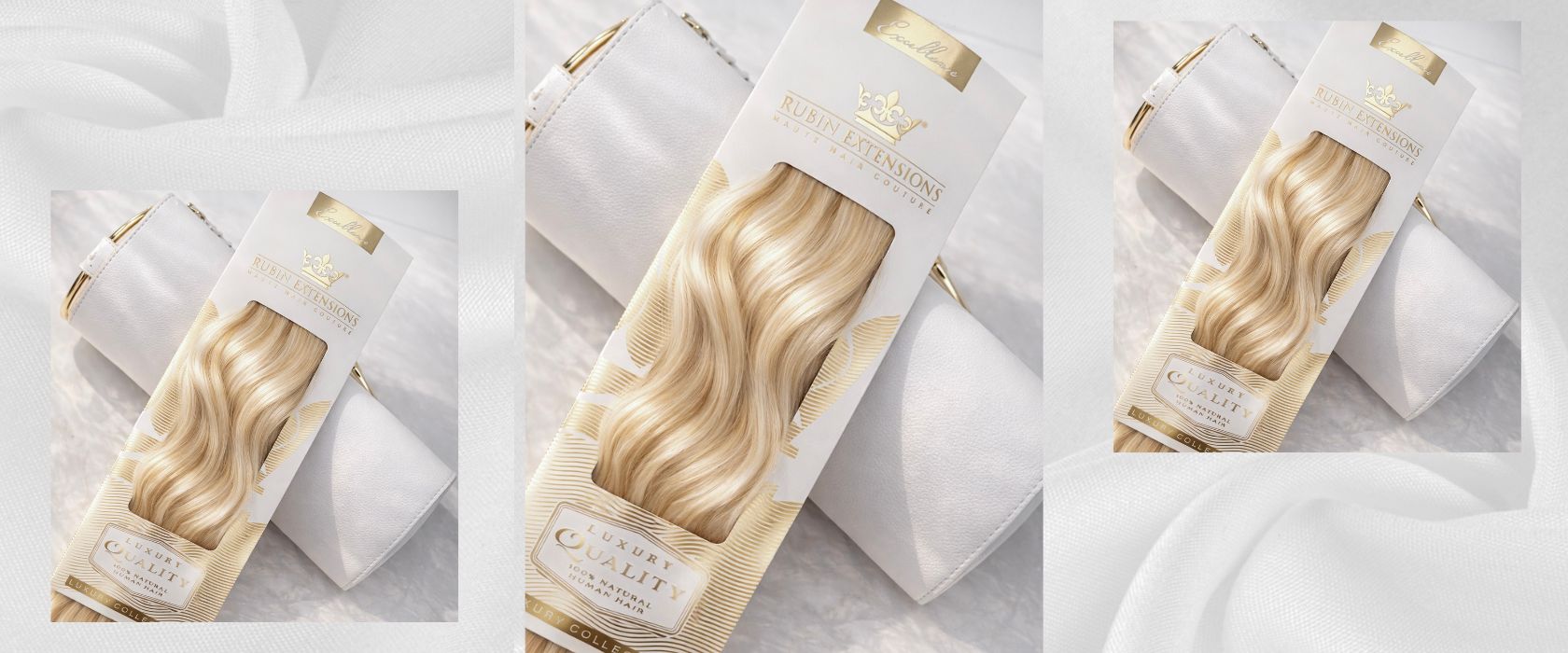 Frau mit goldblonden Tape-In Echthaar Extensions der Excellence Line in Zürich, Schweiz – Rubin Extensions®