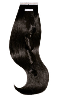 Vollansicht der Tape-In Extensions in Natural Schwarz-Braun, Excellence Line, 35–55 cm – Rubin Extensions®