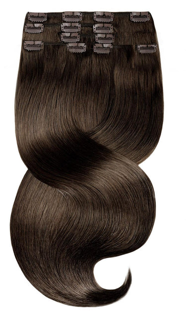 Clip-In Echthaar Extensions Schoko-Dunkelbraun, Fashion Line, 100% Echthaar in Remy Qualität – Rubin Extensions®