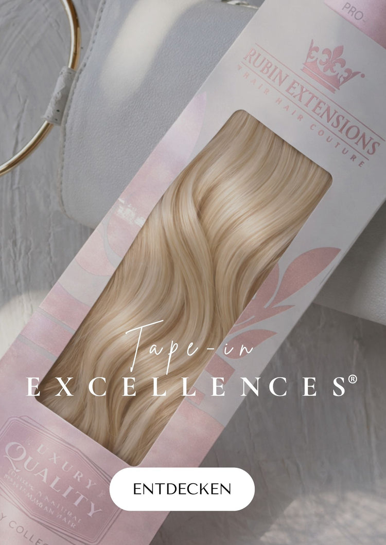 Unsichtbare Tape-In Extensions der Excellence Line in Hellblond – Rubin Extensions®