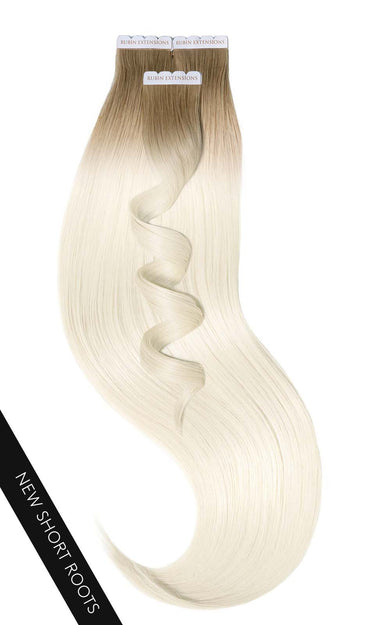 Gesamtansicht der Tape-in Extensions in Shadowed Blonde, Länge 41–51 cm, Remy Qualität – Rubin Extensions®