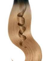 Tape-in Extensions Komplettset in Schwarz & Hellbraun-Karamell, Sombre-Farbverlauf, 100% Echthaar Remy Qualität, Länge 51 cm – Rubin Extensions®
