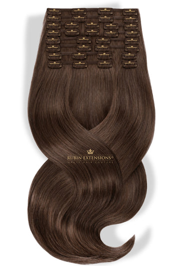 Clip-In Echthaar Extensions Schoko-Dunkelbraun | Rubin Extensions - Deluxe Line