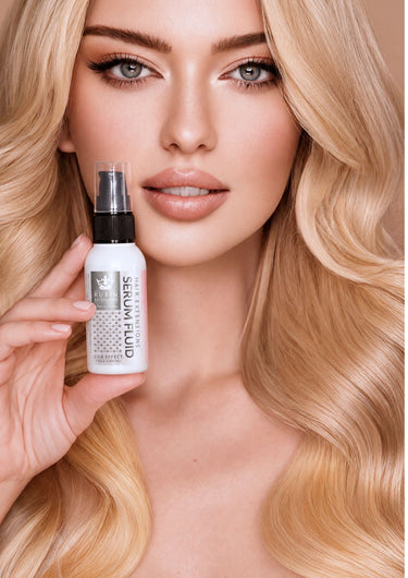 Rubin Extensions Serum Fluid Silk Effect & Frizz Control für glänzendes Echthaar, Pflegeprodukt-Flasche – Rubin Extensions®