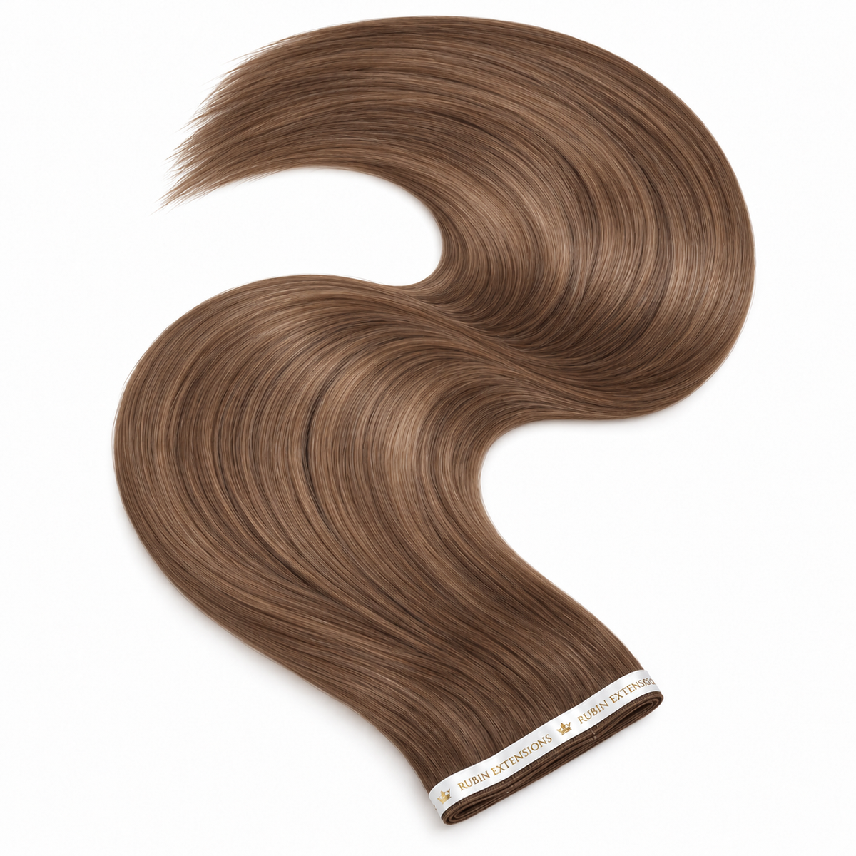 Genius Wefts Tape-in Echthaar Extensions in Natur-Goldbraun – geschwungene Haartresse, Premium Line – Rubin Extensions®