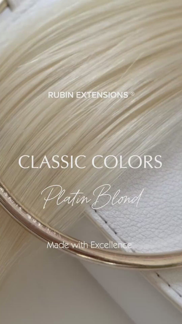 Farbmuster Platinblond auf Ring, Microring Extensions – Rubin Extensions