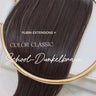 Farbmuster Schoko-Dunkelbraun auf Ring, Tape-in Extensions