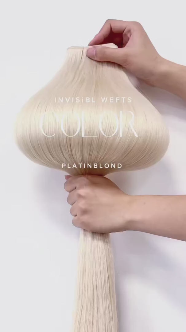Nahaufnahme Farbprobe Platinblond für Genius Wefts
