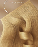 Luxuriöse Unsichtbare Tape-In Extensions im Farbton Hellbraun-Karamell, PRO-DELUXE Qualität – Rubin Extensions®