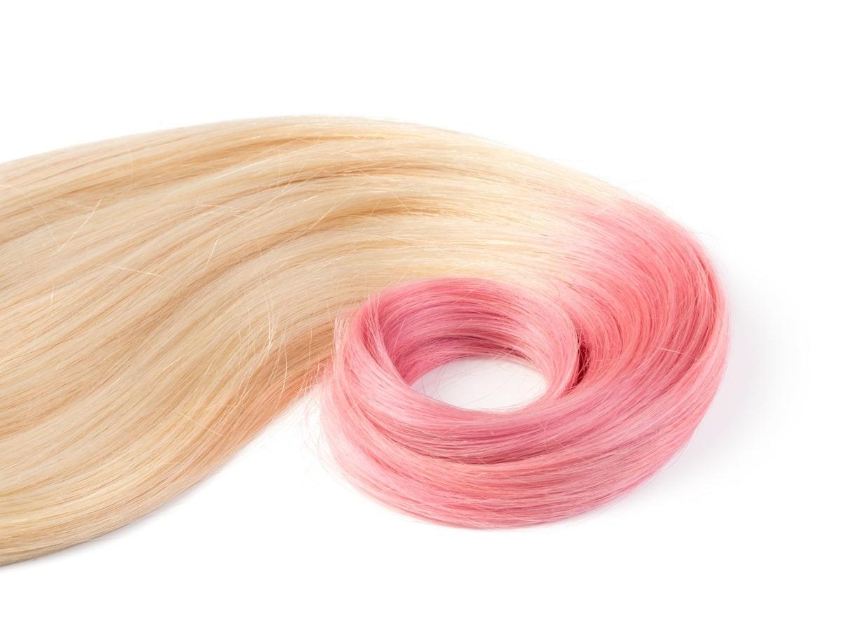 Hellblond and Pink Ombre Clip-in Haarverlängerung 