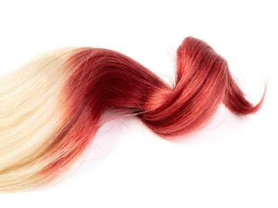 OMBRÉ Clip-in Hair Extensions Hellblond & Rubin Rot