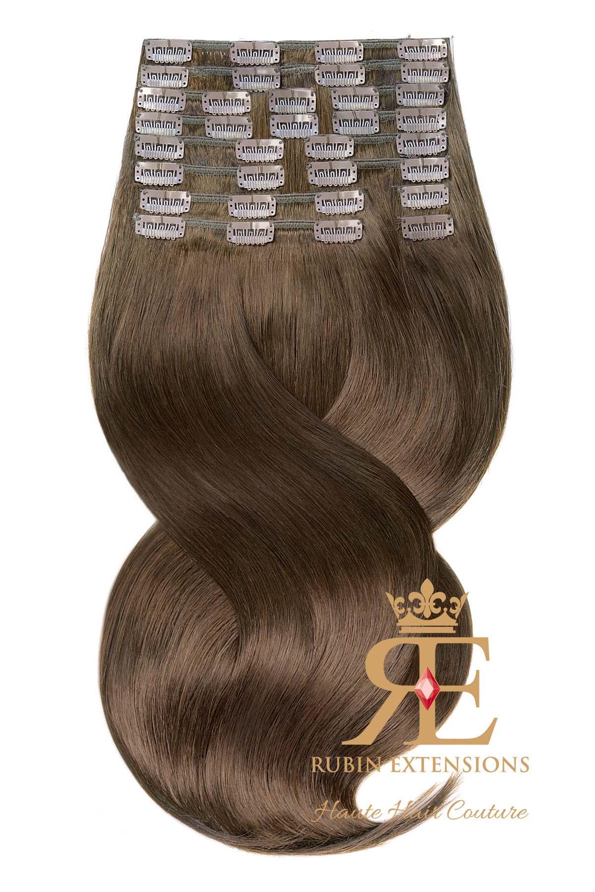 Extension Clip-In in Capelli Veri Cioccolato Marrone Scuro Linea Deluxe