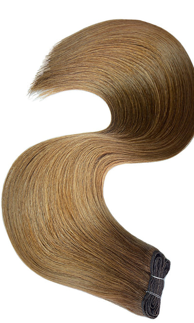 Flat Weft Hair Extensions in feinster Pro Deluxe Qualität Hellbraun-Karamell