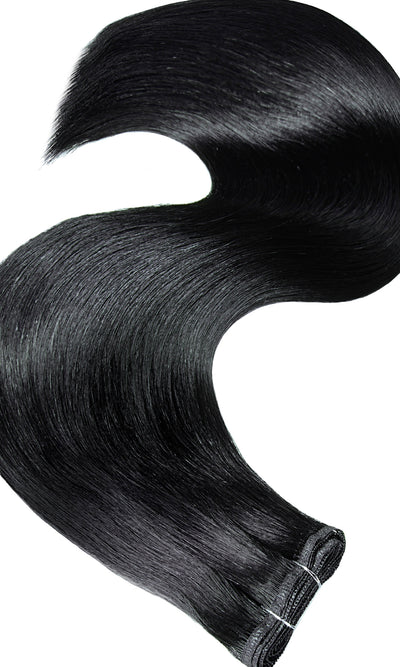 Schwarz Flat Weft Human Hair Extensions