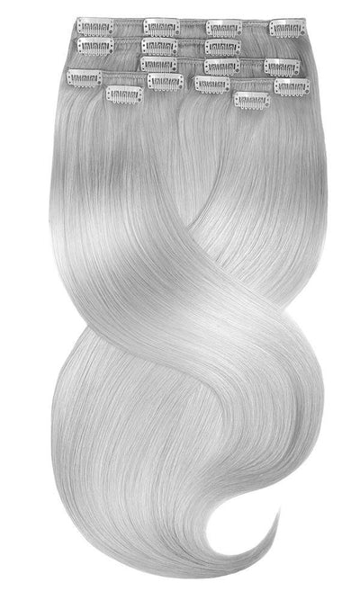 100% Echthaar Haarverlängerung Silberblond
