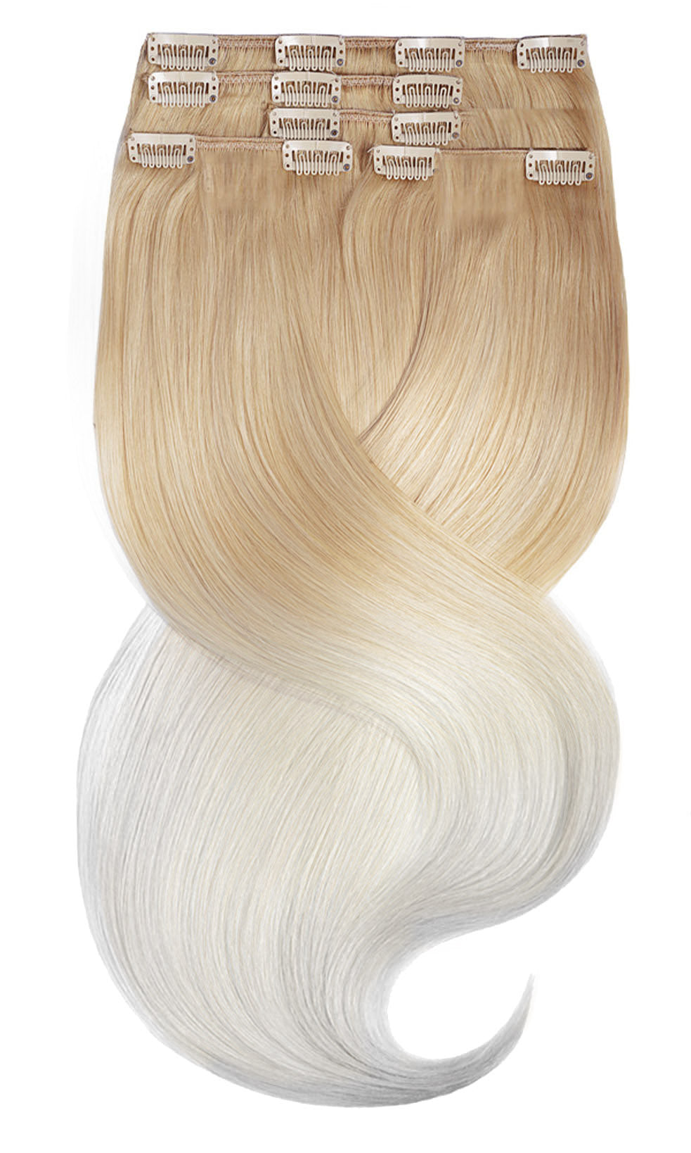CLIP IN EXTENSION OMBRÉ BALAYAGE Biondo miele e biondo argento
