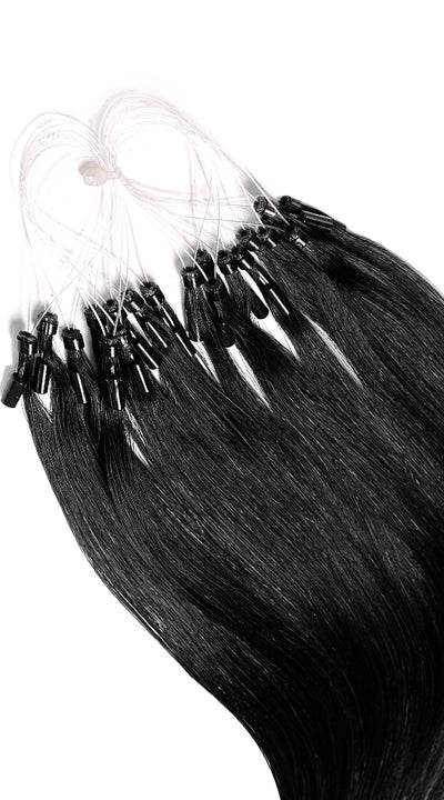 Microring Haarverlängerung - 100% Remy Hair Schwarz