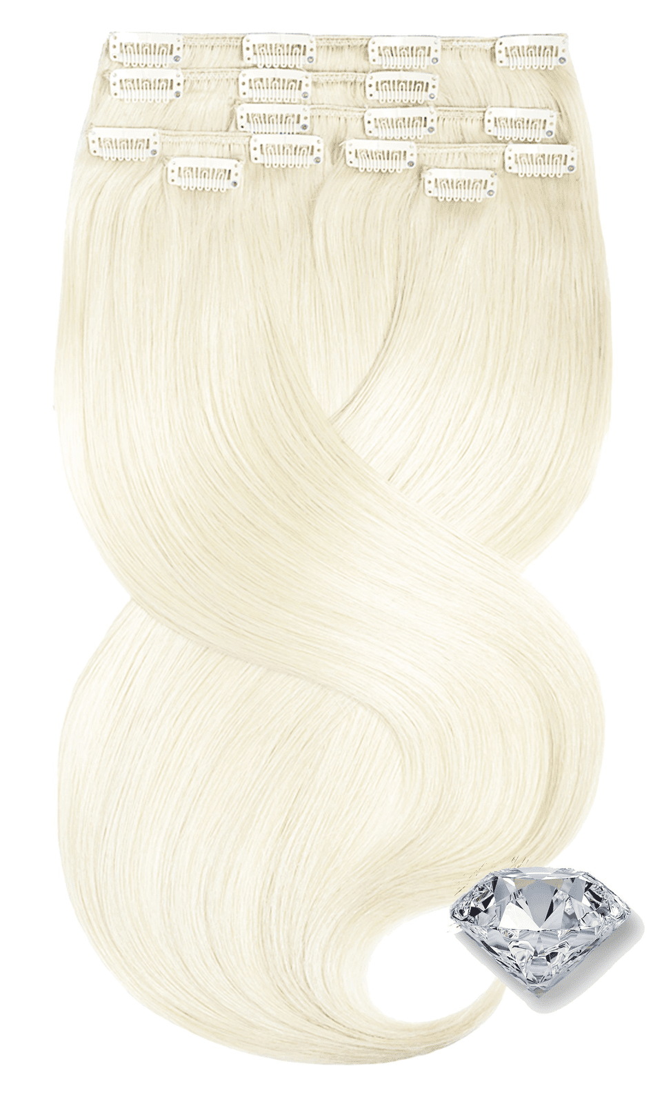 Remy Clip-in Hair Extensions - PURE DIAMONDS LINE Platinblond