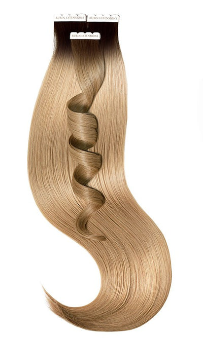 EXTENSION TAPE-IN CAPELLI VERI, cioccolato-castano scuro e castano chiaro-caramello