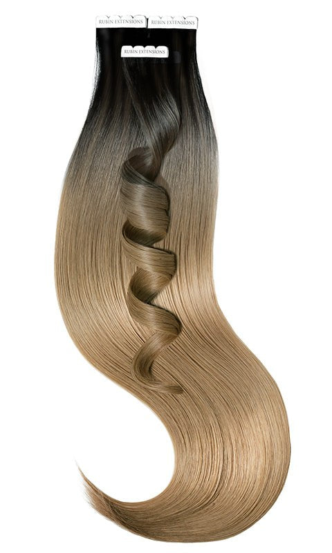 RALLONGES À RUBANS VRAI CHEVEUX SOMBRÉ BALAYAGES, Noir & Brun Froid