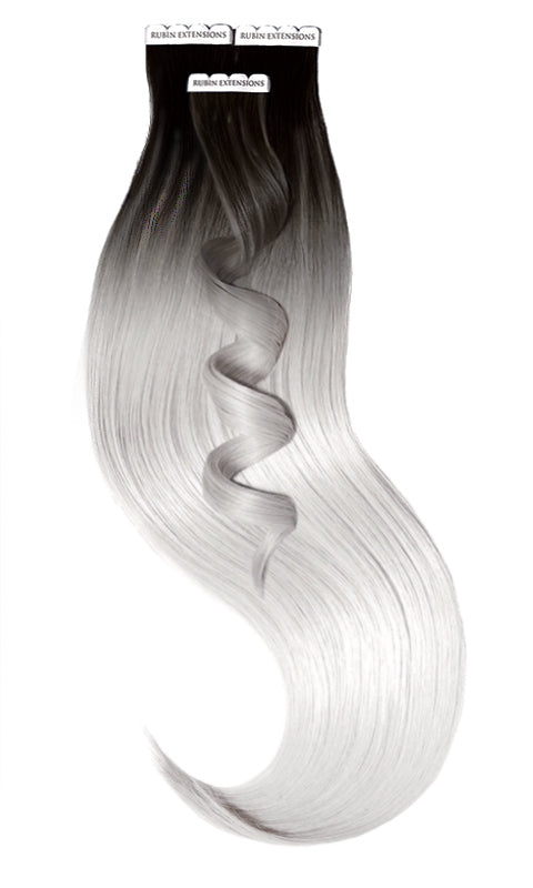 TAPE-IN EXTENSIONS ECHTHAAR  SOMBRÉ-Balayages, Schwarz & Silberblond
