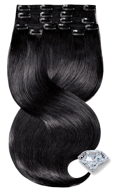 PURE DIAMONDS LINE Schwarz Clip-in Human Hair Extensions